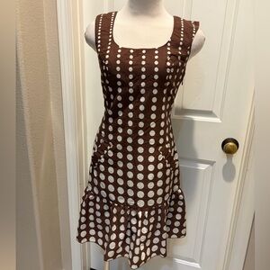 Vintage Brown Polka Dot Sleeveless Dress
